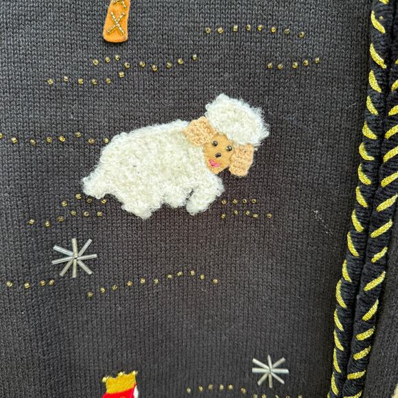 The Quacker Factory knitted embroidered nativity holiday christmas sweater XL - Picture 8 of 10